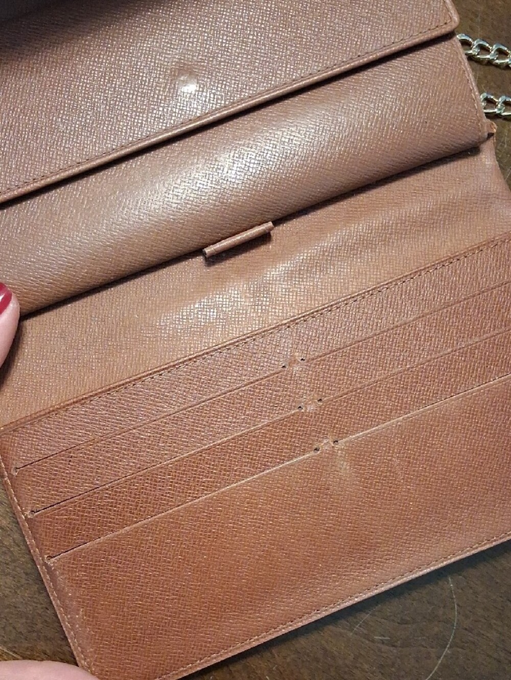 Louis Vuitton Monogram Crossbody Wallet in Brown with Gold Hardware - Picture 4 of 12